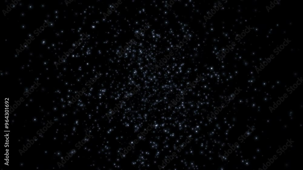 Poster loop glow white stars particles falling down animation on black abstract background. animation of fi