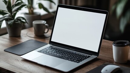 Fototapeta premium Laptop on a Wooden Desk