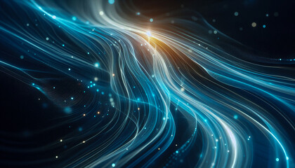 Obraz premium Abstract lines blue and white, luminous of light flowing curve, combining electric blue and subtle white colors