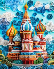 Fototapeta premium Quilling Onion Domes in Moscow