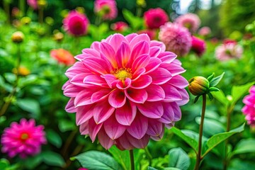 Vibrant Pink Petals Of A Blooming Flower Stand Out Amidst Lush Green Foliage, Creating A Captivating Contrast In Nature'S Symphony Of Colors.
