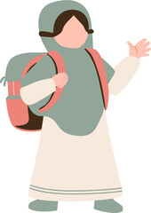 Muslim girl student illustration
