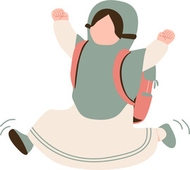 Muslim girl student illustration