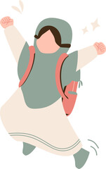 Muslim girl student illustration