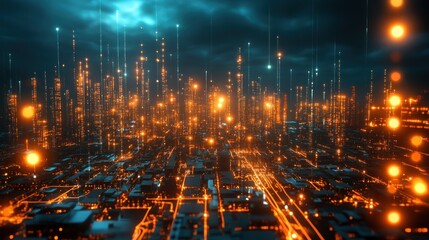 Naklejka premium Futuristic Cityscape: A Digital Metropolis