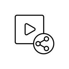 Video sharing outline icons, minimalist vector illustration ,simple transparent graphic element .Isolated on white background