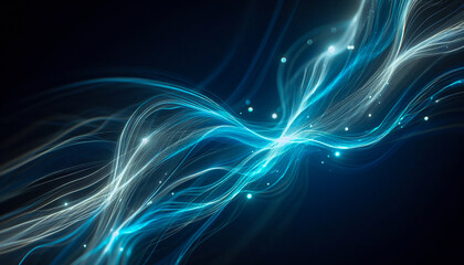 Abstract lines blue and white, luminous of light flowing curve, combining electric blue and subtle white colors