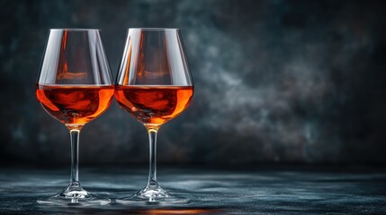 Two glasses of wine are sitting on a table, AI