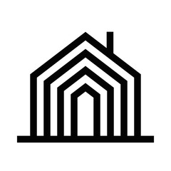 Modern outline of a house icon with layered roof design. Vector illustration symbolizing home or real estate. Editable stroke.