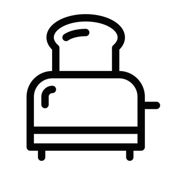 recommend clip art: Minimalistic toaster icon with a slice of bread. Vector illustration of kitchen appliance. Editable stroke.
