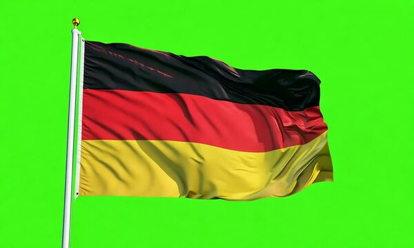 Germany flag fluttering in wind, green screen - 4K video stock