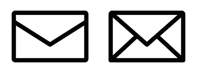Simple outline of two mail envelope icons, symbolizing email, messages, and communication. Editable stroke.