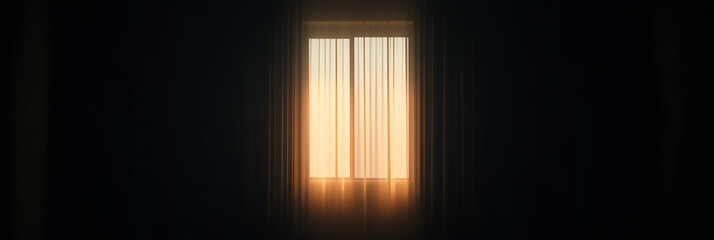 Dimly Lit Window with Faint Light Spilling Out | Mysterious and Atmospheric Scene with Subtle Illumination