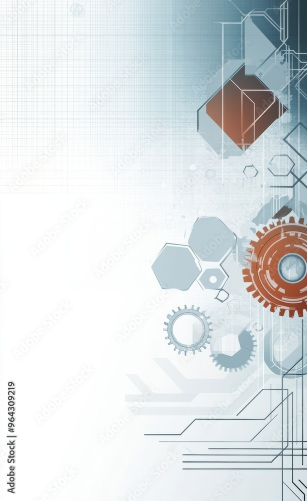 Aufkleber abstract technology background featuring gears and hexagons in a futuristic gray design