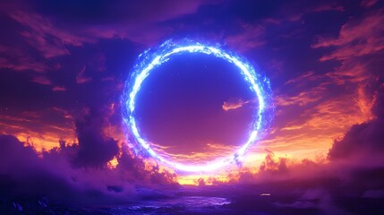 Glowing celestial portal with electric lighting background picture