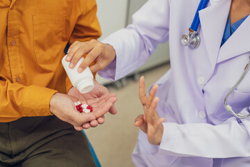 A female doctor performs a check for an enlarged prostate, evaluating male health issues such as prostate enlargement, urinary symptoms, and other related conditions to ensure accurate diagnosis