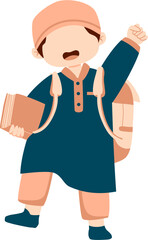 Happy Muslim Boy Student illustration
