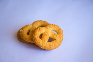 Danish butter cookies, Close up of butter cookies coated with white sugar, sweet cookies