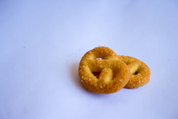 Danish butter cookies, Close up of butter cookies coated with white sugar, sweet cookies
