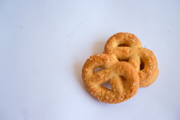 Danish butter cookies, Close up of butter cookies coated with white sugar, sweet cookies
