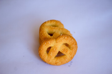 Danish butter cookies, Close up of butter cookies coated with white sugar, sweet cookies