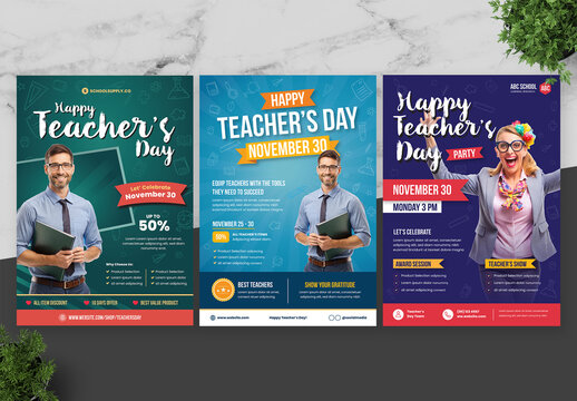 Blue And Red Teacher's Day Flyer