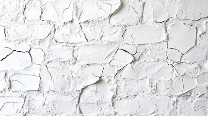 Obraz premium Cracked White Brick Wall: A Study of Texture and Decay
