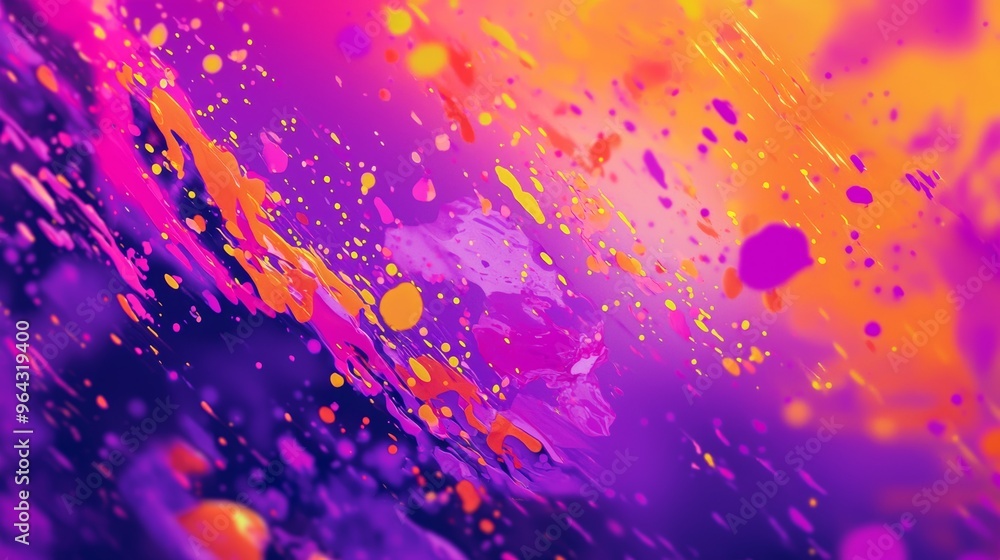 Poster bright neon colors swirl and mix in a dynamic display, creating a vivid psychedelic pattern resembli