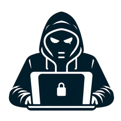 hacker with laptop computer emoji 3d smiley face smile isolated on transparent background - Generative AI	