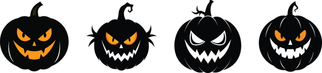 Fototapeta premium Fun and Spooky Pumpkin Faces – Halloween Vector Set