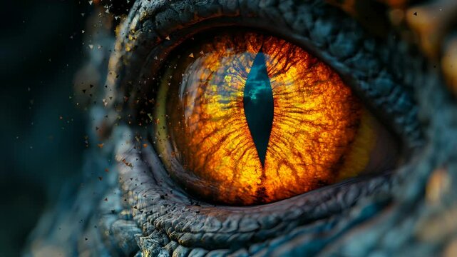 amazing fantasy extreme close up t rex eye with fractal, seamless video animation