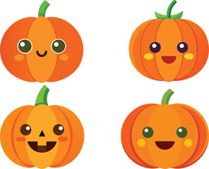 Obraz premium Fun and Spooky Pumpkin Faces – Halloween Vector Set