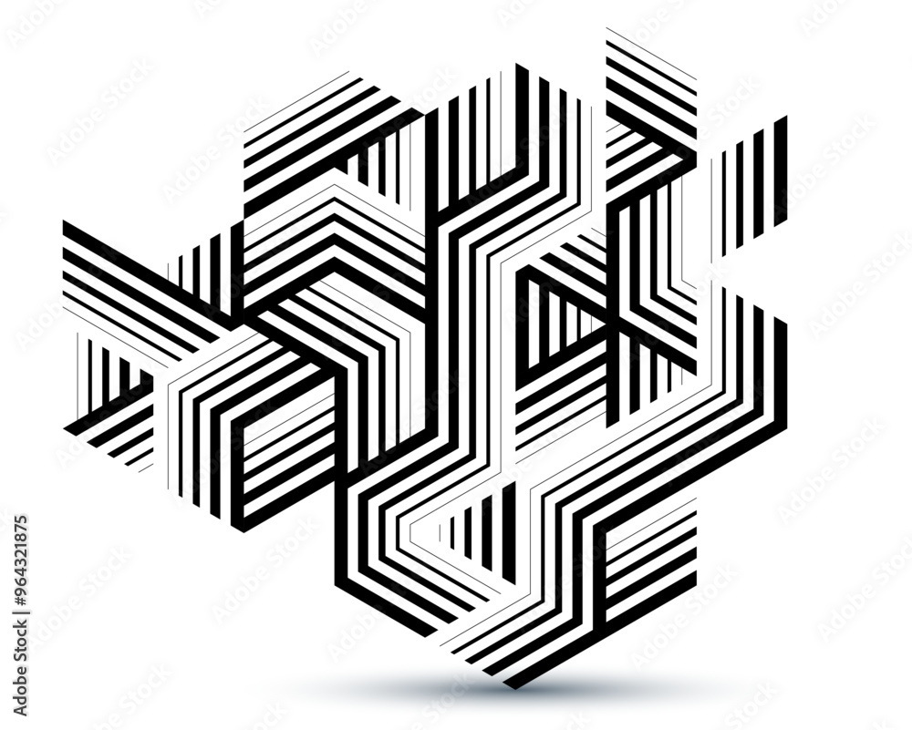 Poster isometric 3d cubes vector abstract background, geometric abstraction art modern architecture city bu