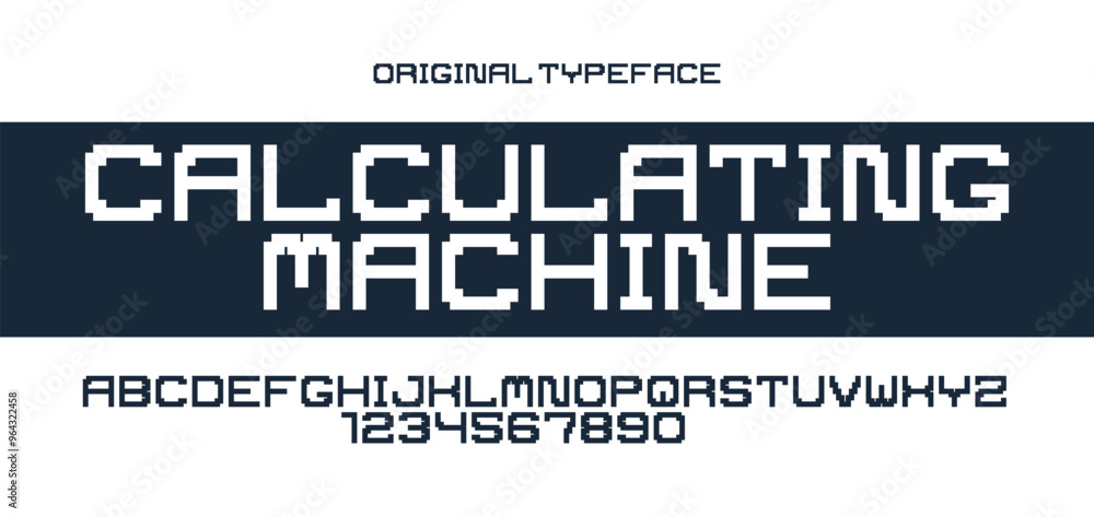 Poster minimal geometric cyberpunk font, vector typeface in geometry minimalist square style, future techno