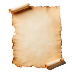 old paper scroll papyrus isolated on transparent background - Generative AI