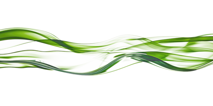 Green color liquid flowing on the air horizontal wave Isolated on White or Transparent Background 01