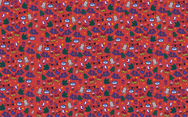 Christmast doodle seamless pattern 