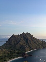 Naklejka premium Indonesian mountain range on an island, komodo islands