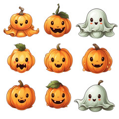 Naklejka premium Cute collection for halloween on transparent background