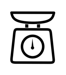 vector illustration of kitchen scale on white background. weighing scale icon