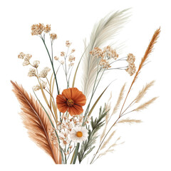 Simple Bohemian Boho Flower in Earthy Tones: beige, brown, muted green, fall vibes