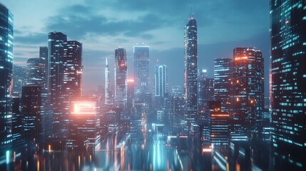Obraz premium Futuristic cityscape AI governance