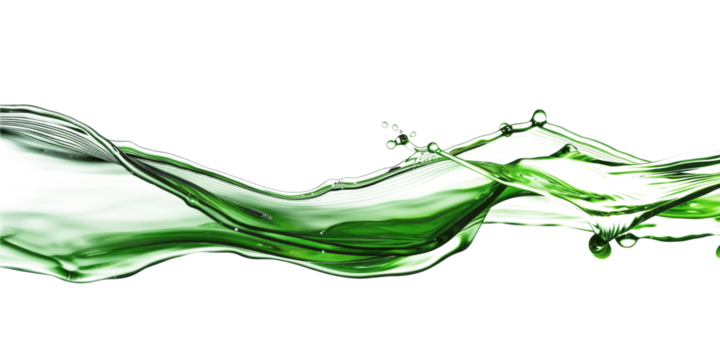 Green Liquid Splash Flowing in the Air Horizontal Waves Isolated on White or Transparent Background 01