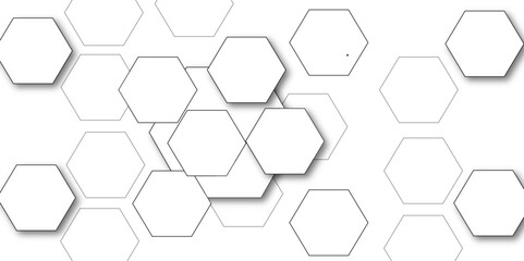 White hexagon 3D background texture. modern abstract polygonal pattern. 3d rendering illustration. Futuristic abstract banner. white and black lines 3d Hexagonal. honeycomb white Background.
