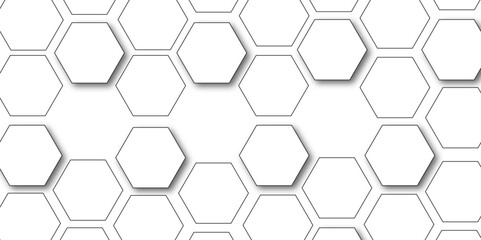 White hexagon 3D background texture. modern abstract polygonal pattern. 3d rendering illustration. Futuristic abstract banner. white and black lines 3d Hexagonal. honeycomb white Background.