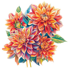 Fototapeta premium A beautifully detailed dahlia bloom with layered petals isolated on transparency PNG background