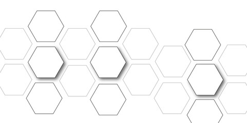 White hexagon 3D background texture. modern abstract polygonal pattern. 3d rendering illustration. Futuristic abstract banner. white and black lines 3d Hexagonal. honeycomb white Background.
