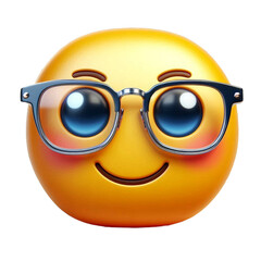  emoji in glasses 3d smiley face smile isolated on transparent background - Generative AI