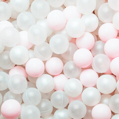 Plastic balls background for dry pool, pale pink