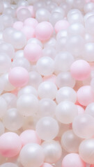 Plastic balls background for dry pool, pale pink